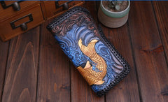 Handmade Leather Carp Mens Chain Biker Wallet Cool Leather Wallet With Chain Wallets for Men