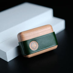 Handmade Brown Leather Wood AirPods Pro Case Custom Brown Leather AirPods Pro Case Airpod Case Cover - iwalletsmen