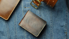 Vintage Leather Mens Bifold Small Wallet Leather Small Wallets for Men - iwalletsmen