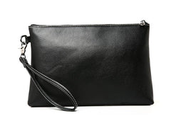 Black Leather Mens Wristlet Wallet Bag Zipper Clutch Wallet For Men - iwalletsmen
