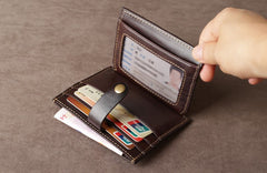 Genuine Leather Mens Cool Slim Front Pocket Wallet Leather Wallet Men Small Wallets  for Men