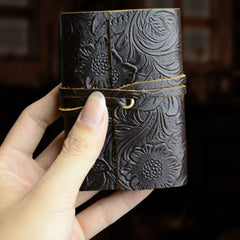 Handmade Leather Floral Mens Cool billfold Wallet Card Holder Small Card Slim Wallets for Men