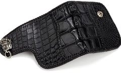 Handmade Leather Small Tooled Mens billfold Wallet Cool Chain Wallet Biker Wallet for Men