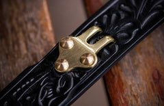 Handmade Genuine Leather Tooled Mens Belt Custom Cool Leather Men Black Belt for Men