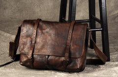 Genuine Leather Mens Cool Messenger Bag Shoulder Bag Chest Bag Bike Bag Cycling Bag for men