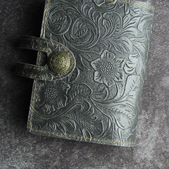 Handmade Leather Floral Mens Cool billfold Wallet Card Holder Small Card Slim Wallets for Men