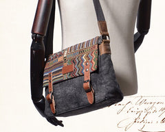 Vintage Mens Canvas Gray Cool Side Bag Messenger Bag Shoulder Bag for Men - iwalletsmen