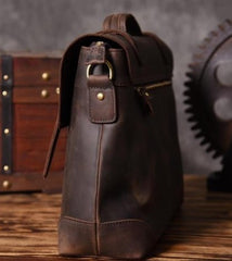 Genuine Leather Mens Cool Messenger Bag Briefcase Work Bag Business Bag for men