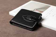 Handmade Leather Mens Cool Slim Leather Wallet Card Wallet Holders Men Small Wallets Bifold for Men