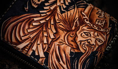 Handmade Leather Chinese Black&White Tooled Mens billfold Wallet Cool Leather Wallet Slim Wallet for Men