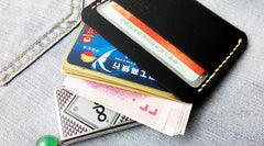 Black Leather Mens Slim Front Pocket Wallets Leather Cards Wallet for Men - iwalletsmen
