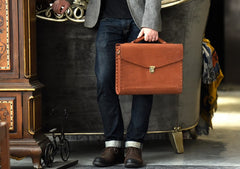 Handmade Leather Mens Cool Messenger Bag Briefcase Work Bag Business Bag for men