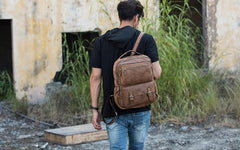 Brown Mens Leather Backpacks Travel Backpacks Laptop Backpack for men - iwalletsmen