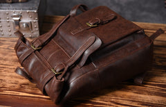 Handmade Leather Mens Cool Backpack Sling Bag Large Coffee Travel Bag Hiking Bag for men