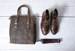 Cool Coffee Leather Mens Briefcase Work Bag Laptop Bag Business Bag for Men - iwalletsmen
