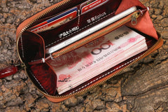 Handmade Leather Mens Chain Biker Wallet Cool Leather Wallet Long Phone Wallets for Men