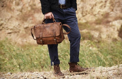 Handmade Leather Mens Cool Messenger Bag Briefcase Work Bag Business Bag for men
