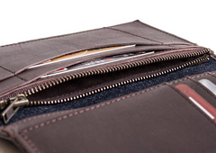 Genuine Leather Jean Mens Cool Long Leather Wallet Men Cards Wallets Bifold for Men
