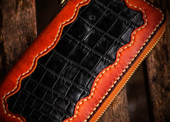 Handmade Leather Mens Chain Biker Wallet Cool Leather Wallet Long Clutch Wallets for Men