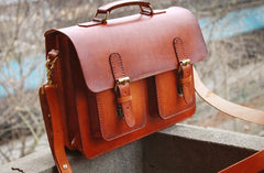 Cool Handmade Leather Mens Messenger Bag Briefcase School Bag for men - iwalletsmen