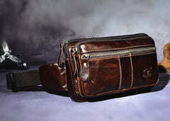 Cool Leather Mens Fanny Pack Waist Bag Hip Pack Belt Bag Bumbag for Men - iwalletsmen