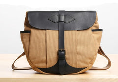 Mens Canvas Leather Saddle Side Bag Messenger Bag Canvas Shoulder Bag for Men - iwalletsmen