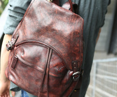 Coffee Leather Mens Backpack Travel Backpack Laptop Backpacks for men - iwalletsmen