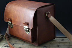 Handmade Vintage Coffee Leather Mens Camera Shoulder Bags Camera Messenger Bag for Men - iwalletsmen