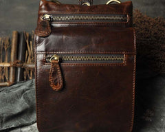 Mens Leather Small Side Bag COURIER BAG Waist Pouch Holster Belt Case Belt Pouch for Men - iwalletsmen