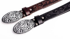 Handmade Genuine Leather Punk Rock Floral Mens Cool Men Biker Trucker Leather Belt