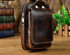 Small Mens Leather Belt Pouch Holster Belt Case Cell Phone Waist Pouch for Men - iwalletsmen