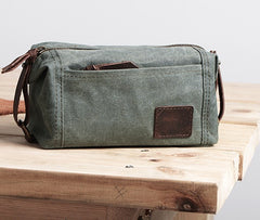 Large Canvas Green Mens Clutch Bag Zipper Wristlet Bag Phone Purse for Men - iwalletsmen