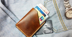 Mens Brown Leather Slim Front Pocket Wallets Leather Cards Wallet for Men - iwalletsmen