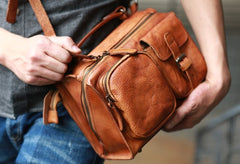 Vintage Brown Leather Mens Messenger Bag Handbag Shoulder Bag for men - iwalletsmen