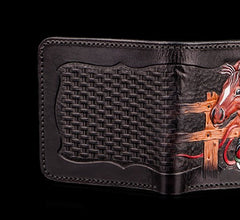Handmade Leather Fine Horse Tooled Mens billfold Wallet Cool Leather Wallet Slim Wallet for Men