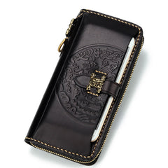 Handmade Leather Mens Chain Biker Wallet Cool Leather Wallet Long Phone Wallets for Men