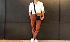 Handmade Cool Leather Mens Small Messengers Bag Shoulder Bags for Men - iwalletsmen