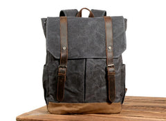 Waxed Canvas Leather Mens Backpacks Canvas Travel Backpack Canvas School Backpack for Men - iwalletsmen