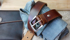 Cool Handmade Brown Leather Mens Belt Leather Belt for Men - iwalletsmen