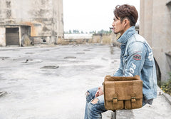 Vintage Brown Cool Leather Mens Messenger Bag Shoulder Bags for Men - iwalletsmen