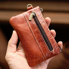 Black Leather Mens billfold Coin Wallet Zipper Small Coin Holder Change Pouch For Men - iwalletsmen