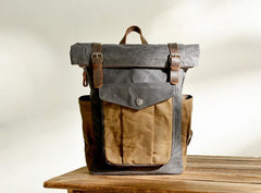 Waxed Canvas Mens Backpack Canvas Travel Backpacks Canvas School Backpack for Men - iwalletsmen