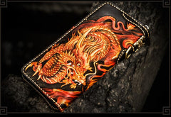 Handmade Leather Acalanatha Mens Chain Biker Wallet Cool Leather Wallet With Chain Wallets for Men