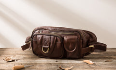 Coffee Cool Leather Fanny Packs Mens Waist Bag Hip Pack Belt Bag for Men - iwalletsmen