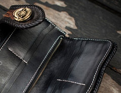 Handmade Leather Carp Mens Chain Biker Wallet Cool Leather Wallet With Chain Wallets for Men