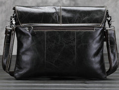 Cool Small Black Leather Mens Messenger Bag Shoulder Bag for Men - iwalletsmen