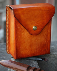 Handmade Brown Leather Belt Pouch Mens Waist Bag CIGARETTE Pouch for Men - iwalletsmen
