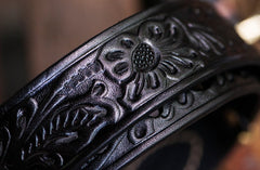 Handmade Genuine Leather Tooled Mens Belt Custom Cool Leather Men Black Belt for Men