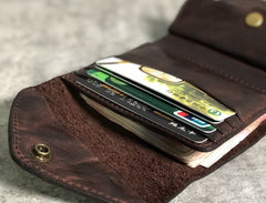 Handmade Leather Mens Cool billfold Leather Wallet Men Small Wallets Trifold for Men