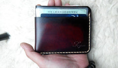 Leather Mens Slim Front Pocket Wallets Dark Brown Leather Cards Wallet for Men - iwalletsmen